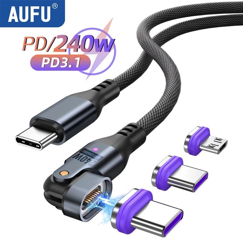 Cabo Magnético USB-C 240W AUFU: Carregamento Turbo!