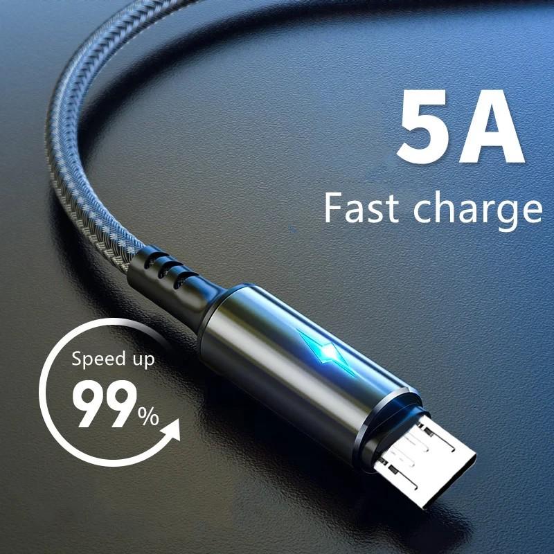 Cabo Micro USB 5A: Carregamento Turbo + LED!