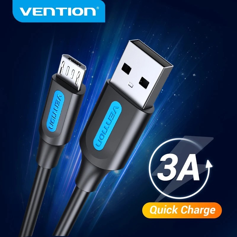 Cabo Micro USB Vention 3A: Carregamento Rápido e Dados