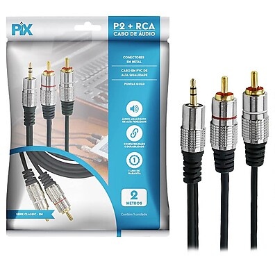 Cabo P2 RCA: Áudio Impecável para Seus Dispositivos!