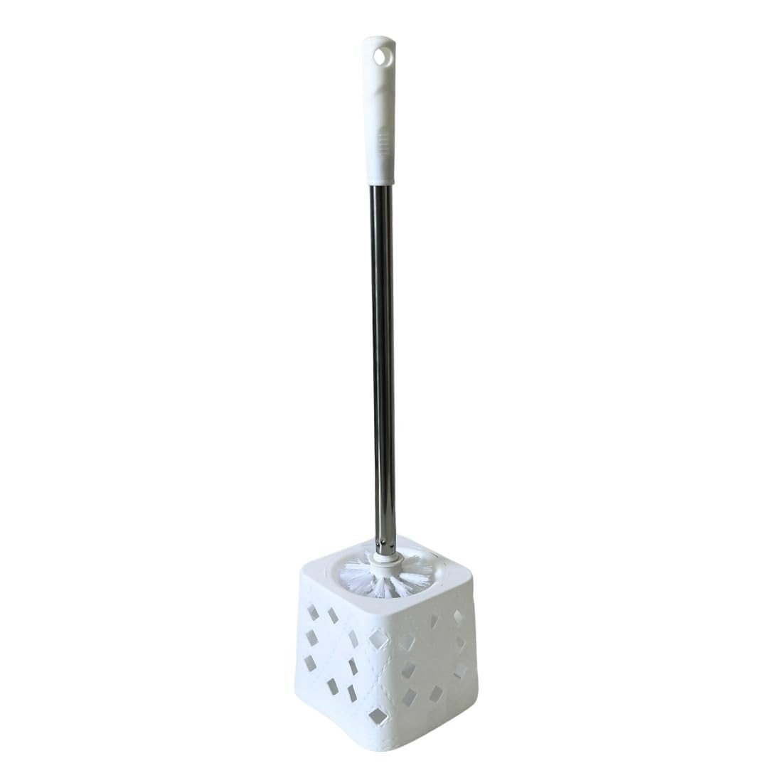 Escova Sanitária com Suporte Quadrado e Cabo Metálico - Limpeza Eficiente e Estilo Moderno