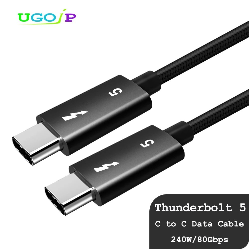 Cabo Thunderbolt 5 80Gbps: Carregue e Transfira Dados!