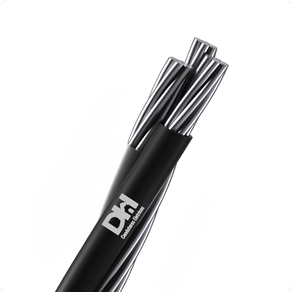 Cabo Triplex 10mm Alumínio: 2 Fases + Neutro Nu – 50m