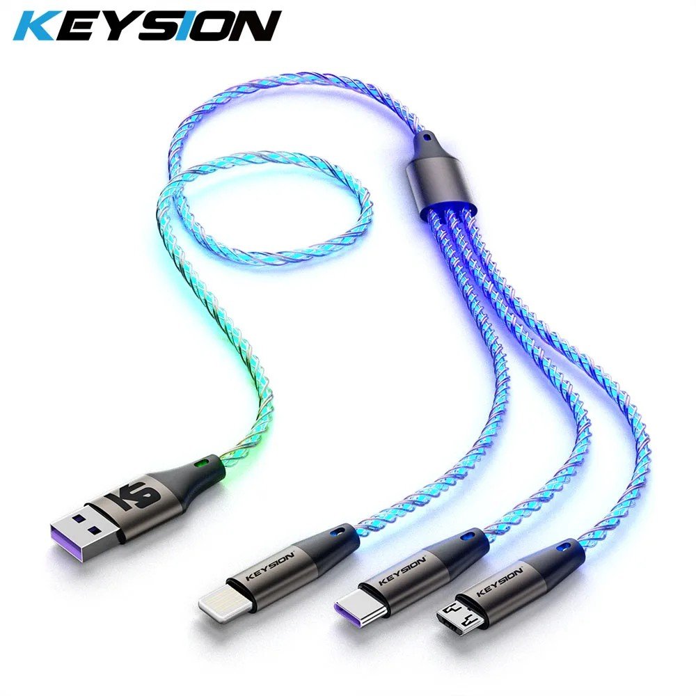 Cabo USB 3 em 1 LED RGB Gradient – Carregue com Estilo e Velocidade