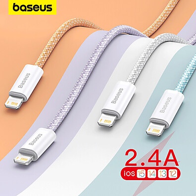 Cabo USB Baseus 2.4A – Carregamento Rápido para iPhone 14 e 13 Pro Max