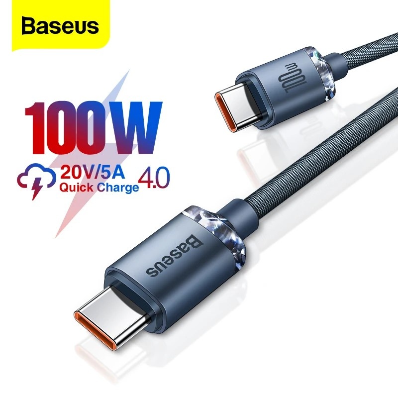 Cabo USB-C 100W Baseus: Carregamento Turbo e Dados!