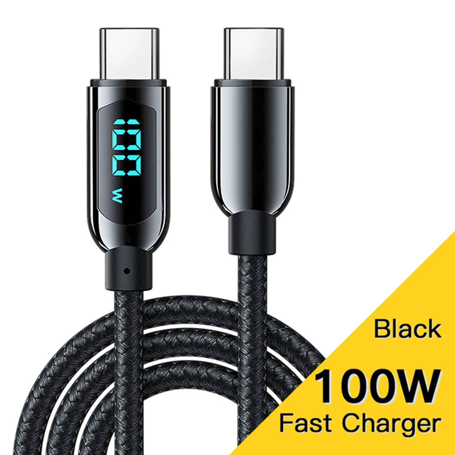 Cabo USB-C 100W: Carregamento Turbo + Display Digital