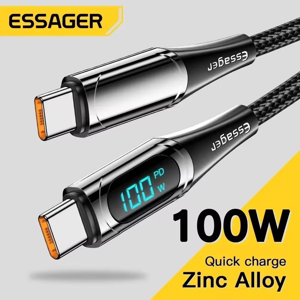 Cabo USB-C 100W Essager: Carregamento Turbo e Durabilidade
