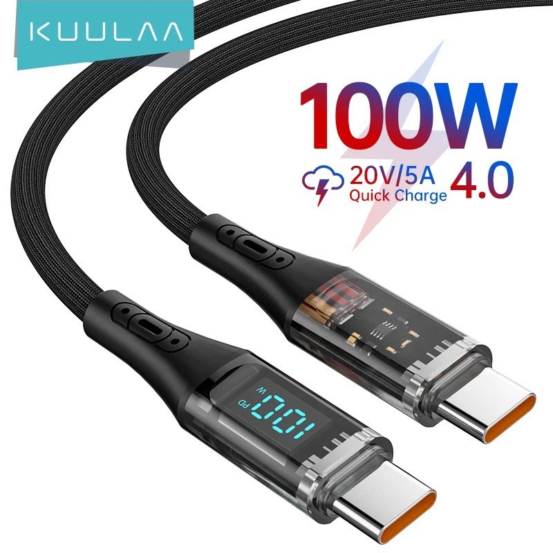 Cabo USB-C 100W Kuulaa: Carregamento Turbo!