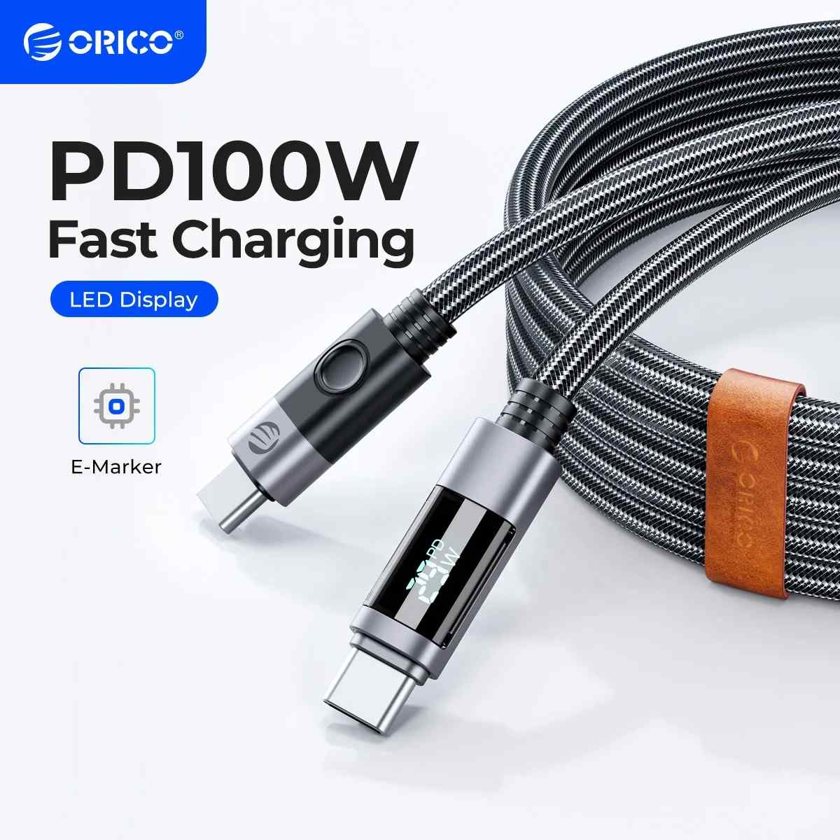 Cabo USB-C 100W ORICO: Carregamento Turbo + LED!