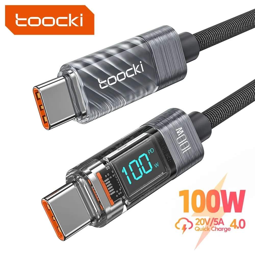 Cabo USB-C 100W Toocki: Carregamento Turbo e Display!
