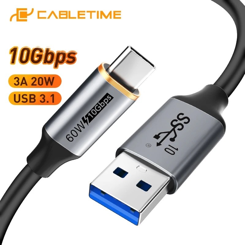 Cabo USB-C 10Gbps: Carregue e Transfira Dados Rápido!