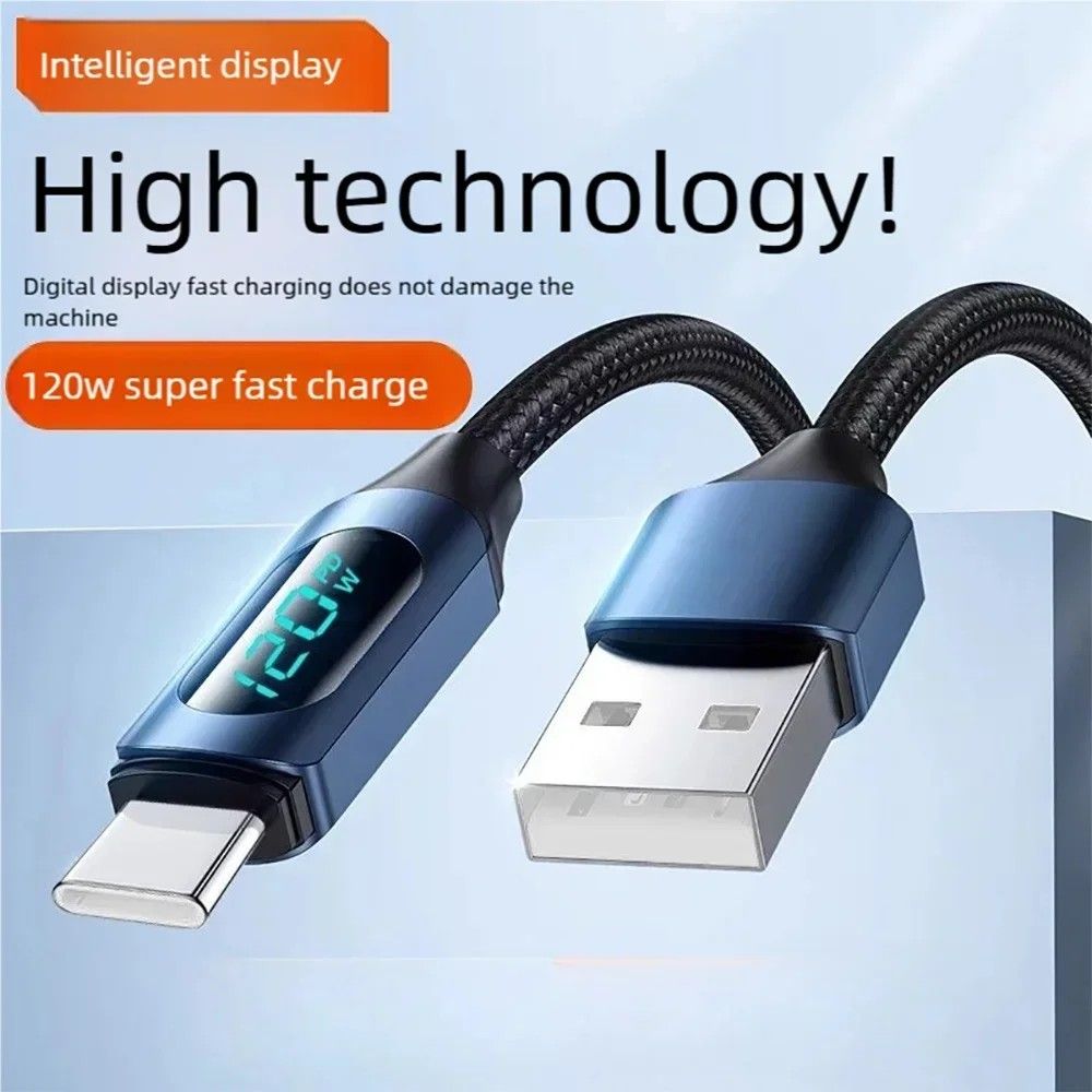 Cabo USB-C 120W: Carregamento Turbo e Dados!