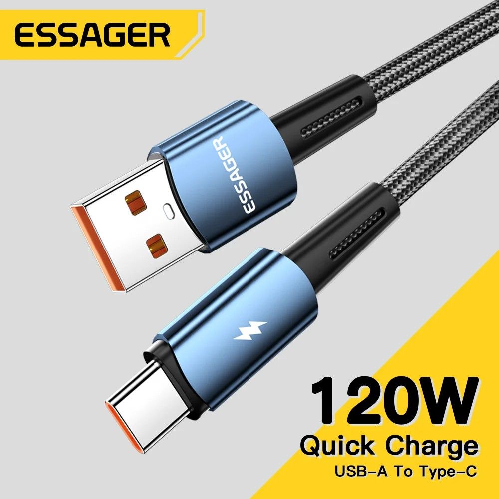 Cabo USB-C 120W Essager: Carregamento Super Rápido!