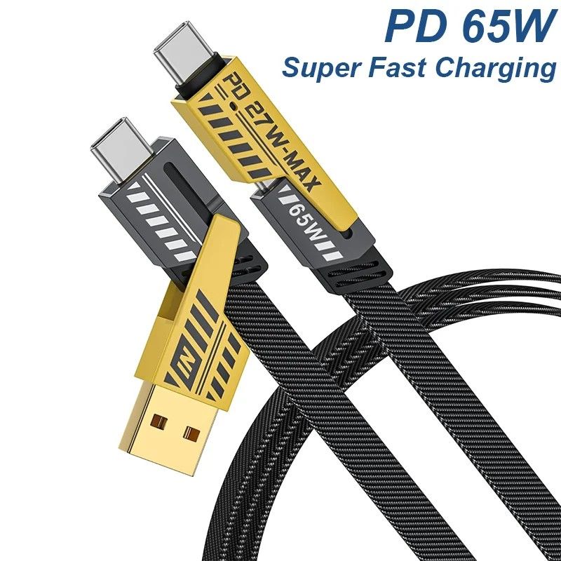 Cabo USB-C 4 em 1: Carregue Rápido e Transfira Dados!