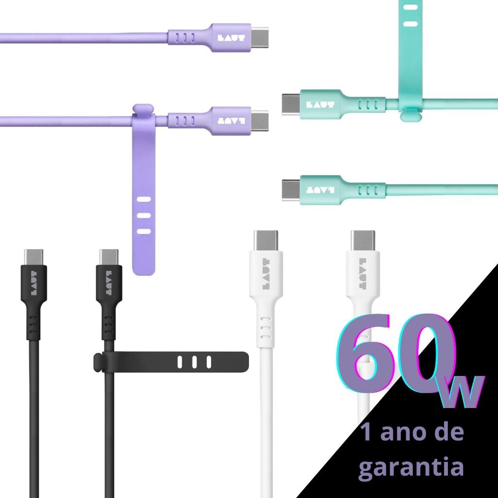 Cabo USB-C 60W Laut: Carregamento Turbo e Dados Rápidos