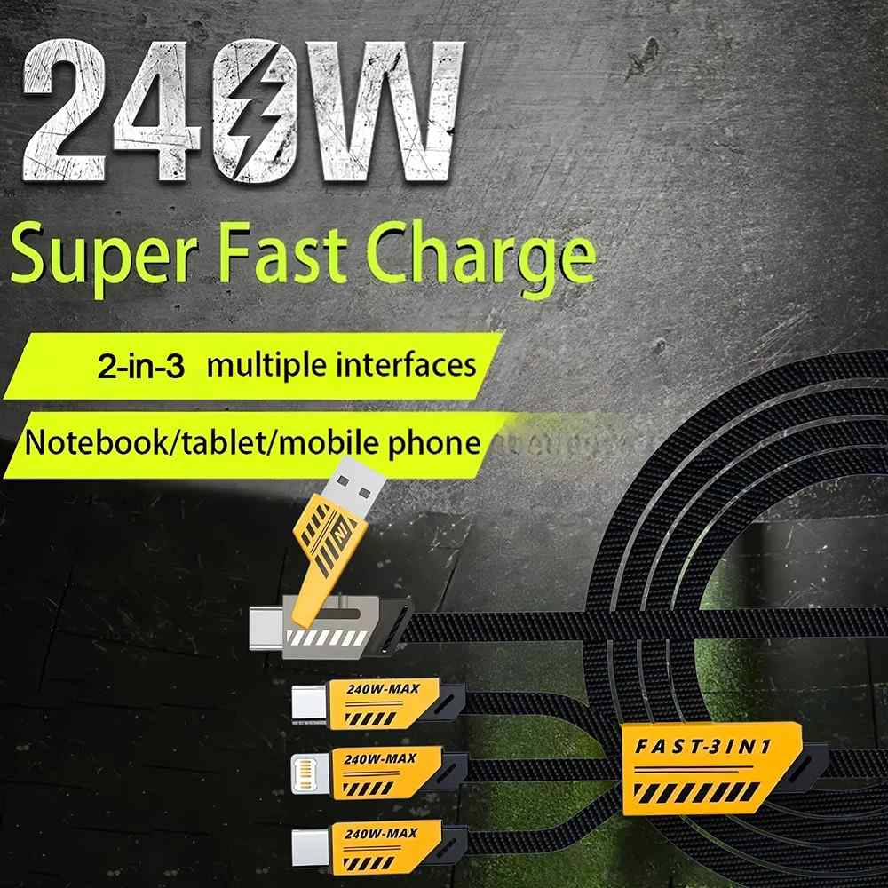 Cabo USB-C 65W 3x2: Carregue Rápido!