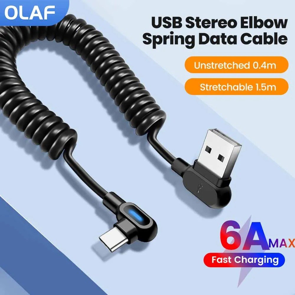 Cabo USB-C 6A Retrátil: Carregamento Turbo e Dados!