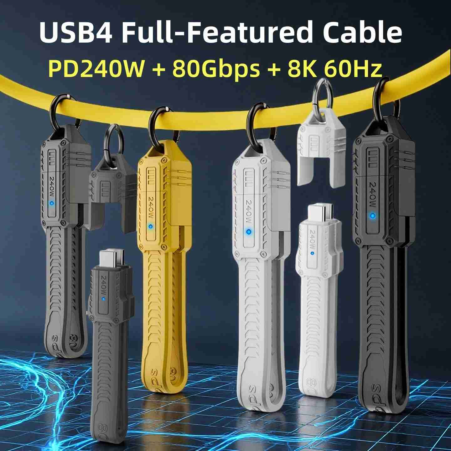Cabo USB-C 8K 80Gbps: Power Delivery 240W