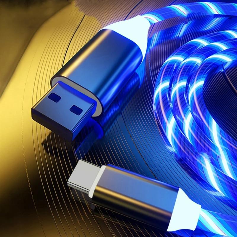 Cabo USB-C com LED: Carregamento Rápido e Estiloso