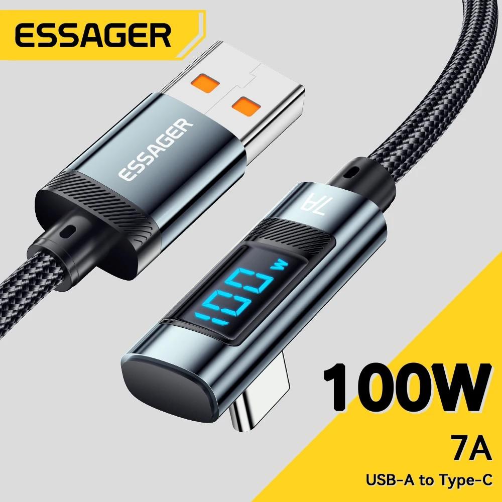 Cabo USB-C Essager 7A: Carregamento Rápido + Display Digital