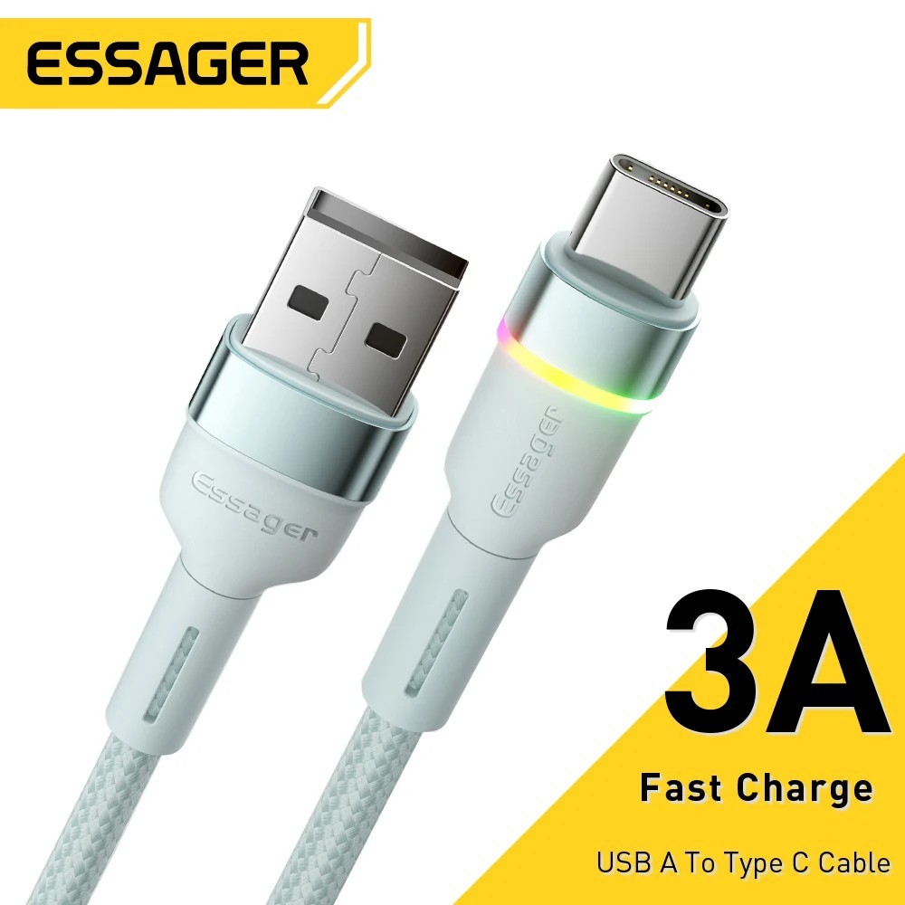 Cabo USB-C Essager RGB: Carregamento Turbo e Dados!