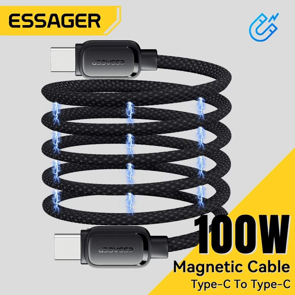 Cabo USB-C Magnético Essager 100W: Carregamento Turbo!
