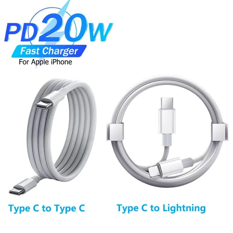 Cabo USB-C para Lightning 20W: Carregamento Rápido iPhone