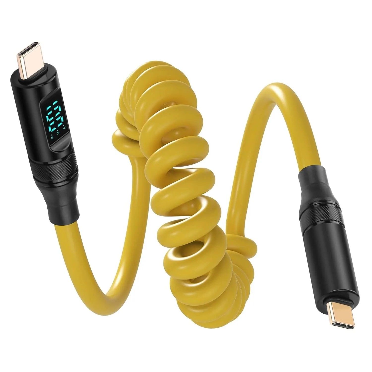 Cabo USB-C Retrátil 100W: Carregamento Turbo + LED