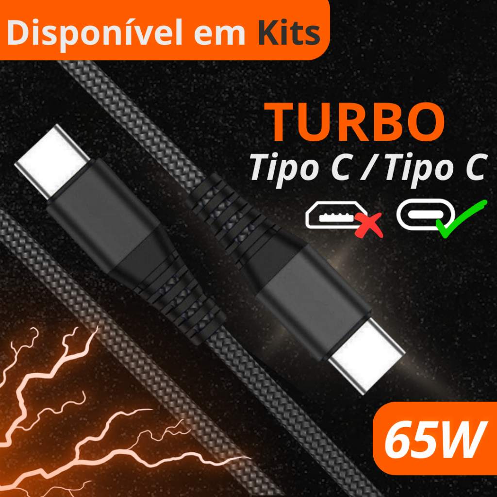 Cabo USB-C Turbo Inova: Carregamento Rápido e Resistente