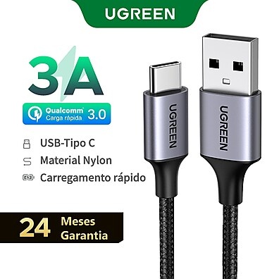 Cabo USB-C UGREEN: Carregamento Rápido e Durável