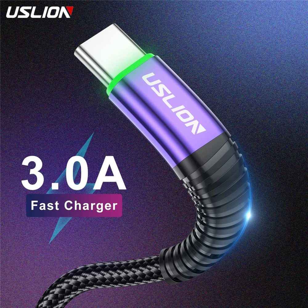 Cabo USB-C USLION 3A: Carregamento Turbo e Durável!