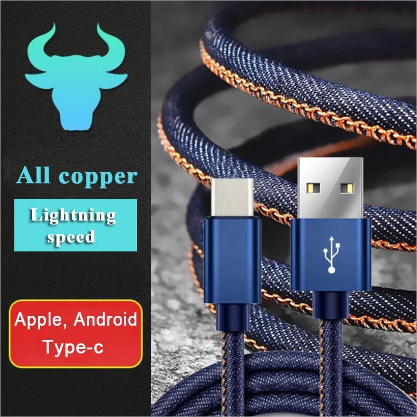 Cabo USB Denim: Carregamento Rápido e Durável