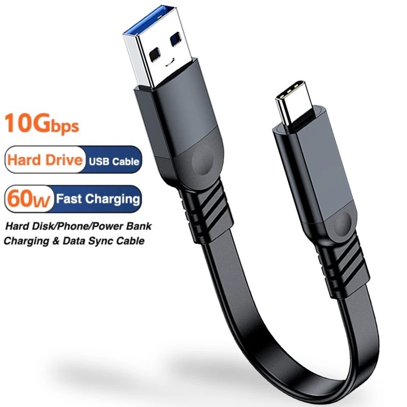 Cabo USB para Type C 10Gbps 60W: Velocidade Real em 20cm ⚡
