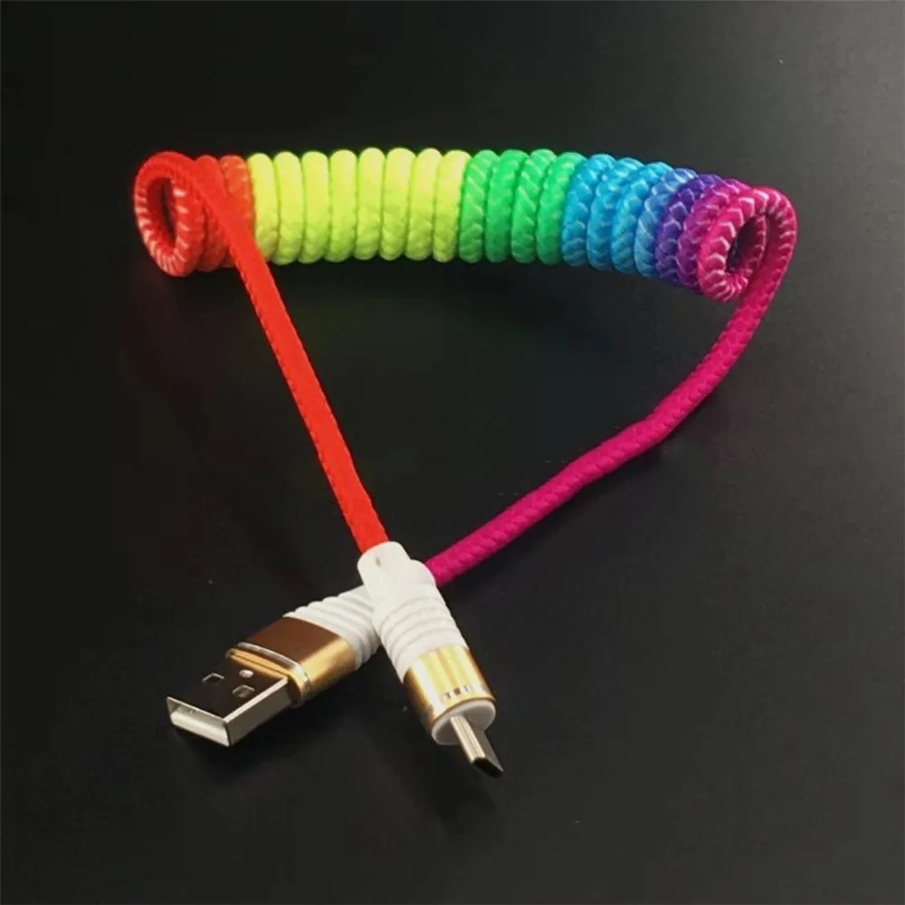 Cabo USB Retrátil Rainbow Spring: Carregue Rápido!
