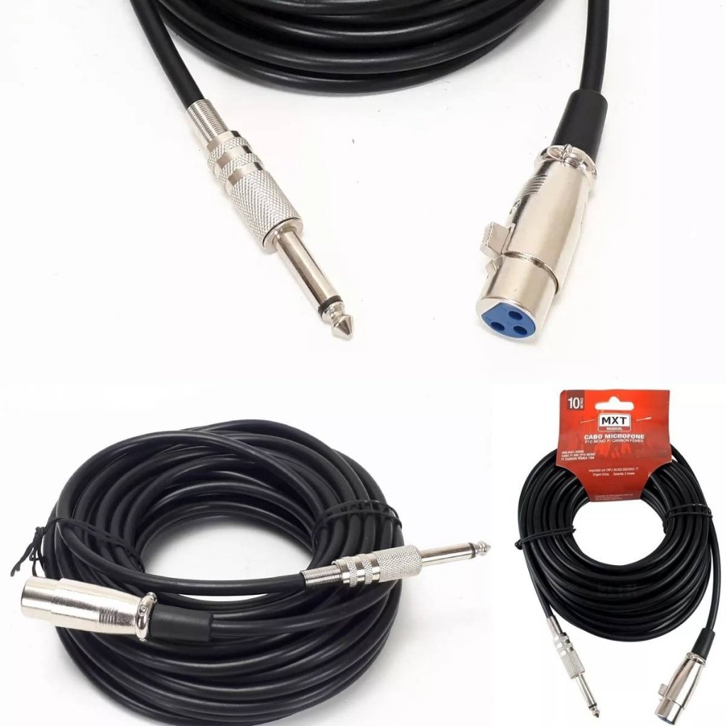 Cabo XLR Profissional MXT 10m para Microfone e Violão