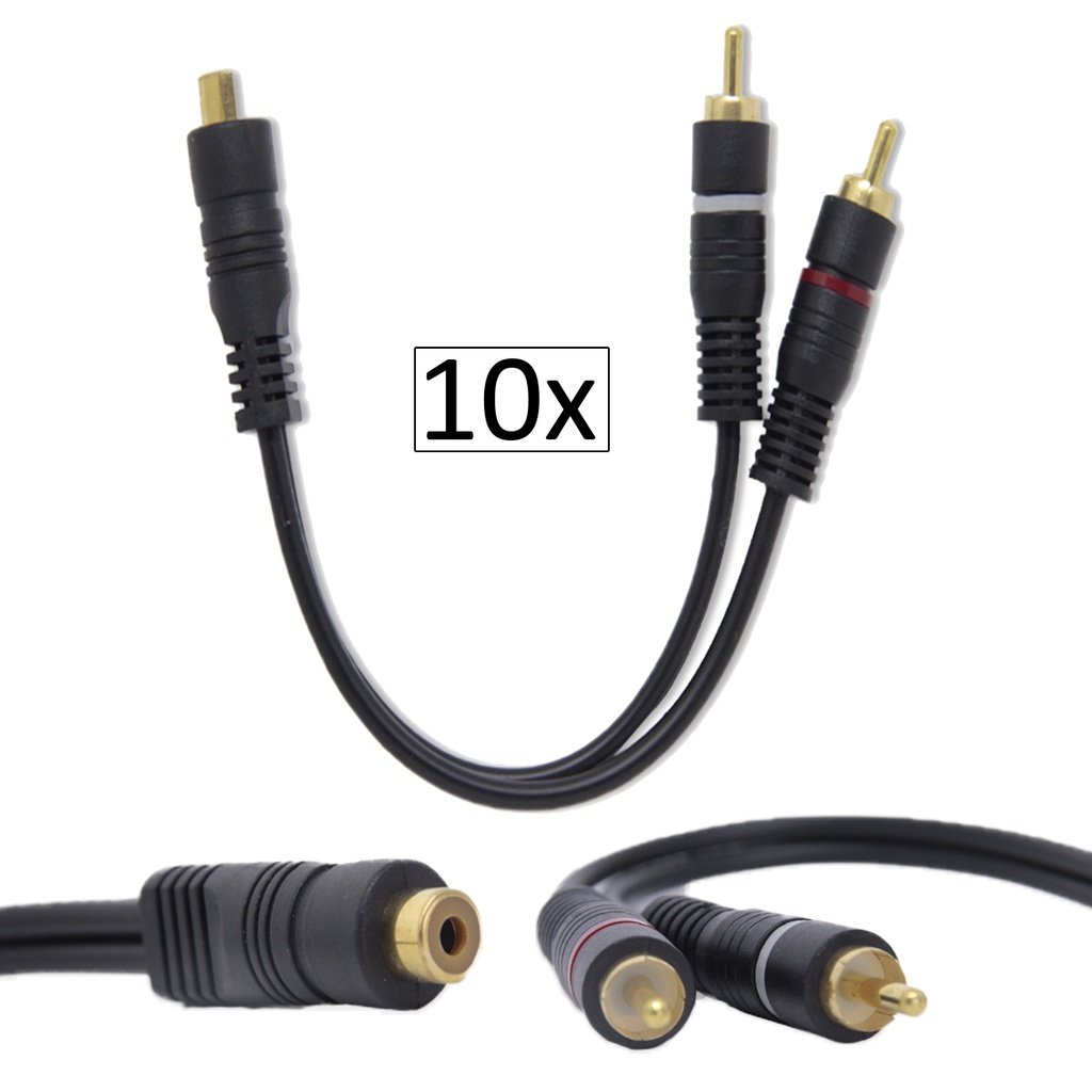 Cabo Y RCA Techone: Kit 10 para Som Automotivo