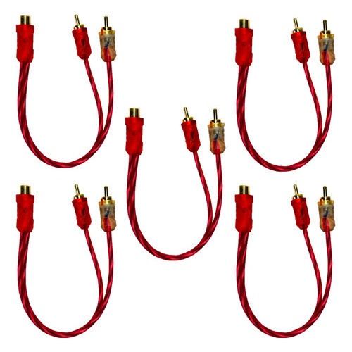 Cabos RCA Y: Kit 5 E-Tech 2m para Som Automotivo