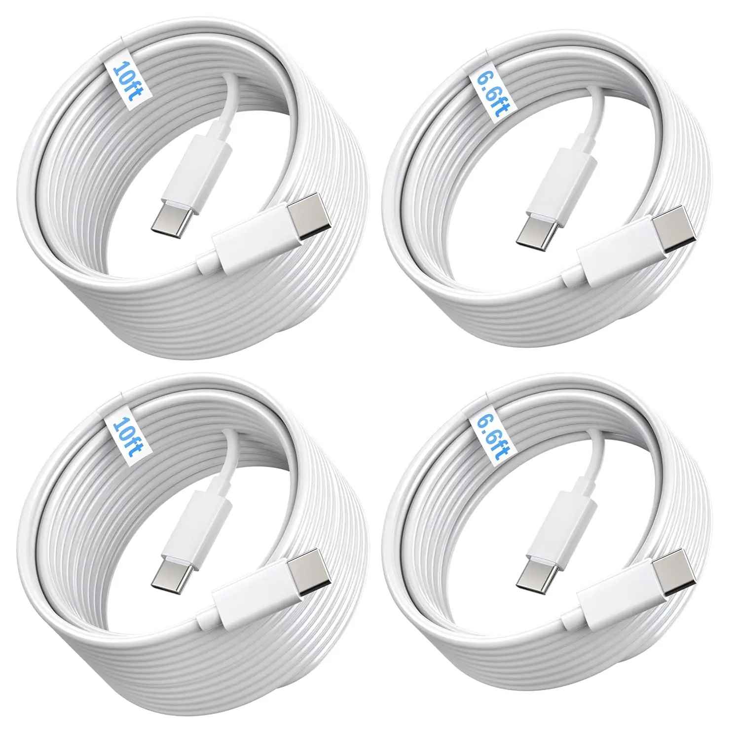 Cabos USB-C 60W 4-Pack: Carga Rápida iPhone/Samsung
