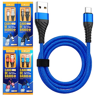 Cabos V8 Reforçados: Kit 4 Carregadores 2 Metros