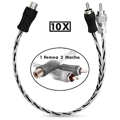 Cabos Y RCA Techone: Kit 10 para Som Automotivo