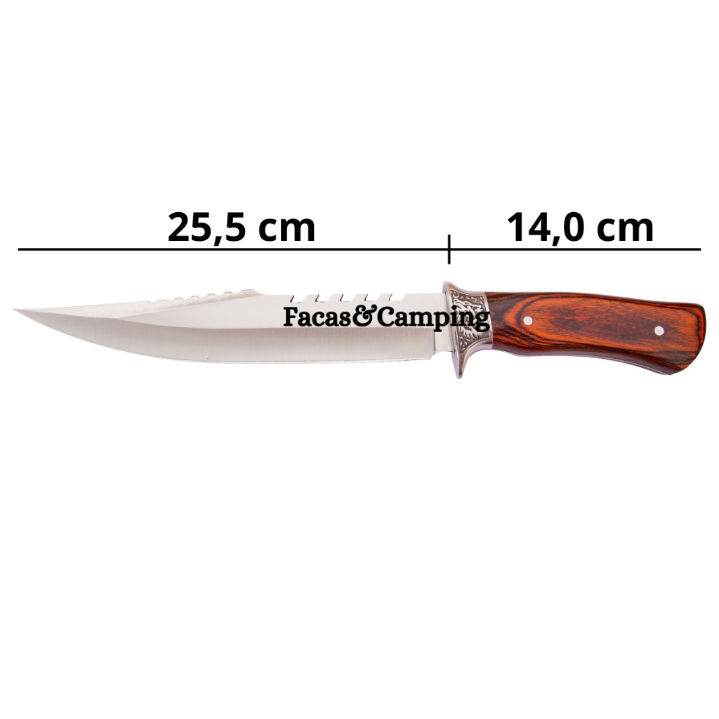 Facão 40cm Aço Inox para Churrasco, Pesca e Caça
