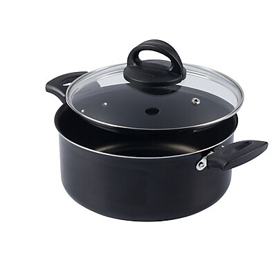 Caçarola Antiaderente 24cm com Tampa de Vidro - 4L Preto