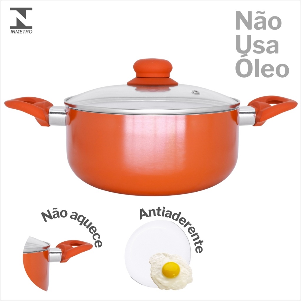 Caçarola Laranja Antiaderente Cerâmica: Saudável e Prática