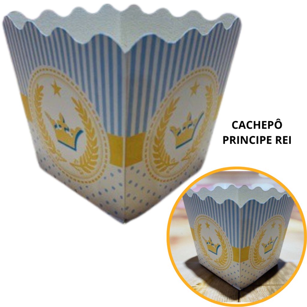 Cachepôs Coroa Azul: Decore Sua Festa de Príncipe!