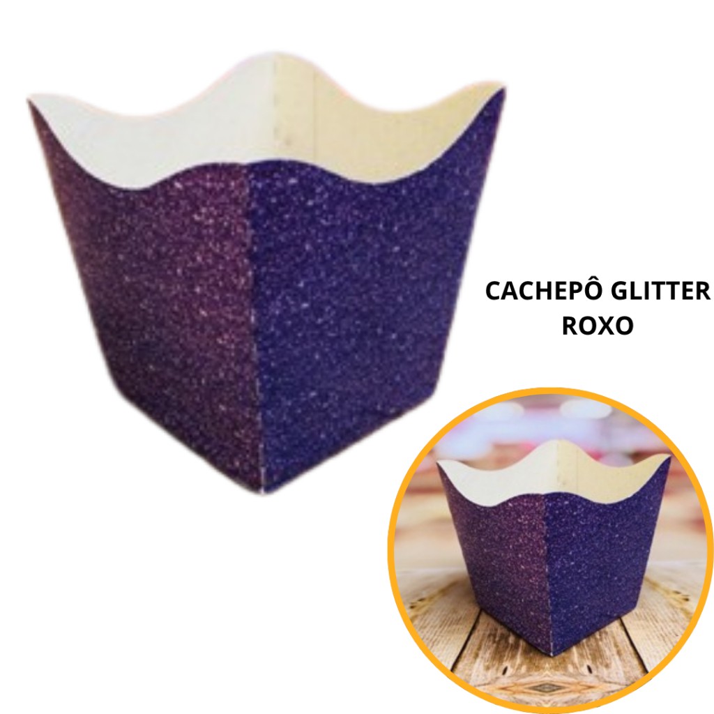 Cachepôs Glitter Roxos: Decore Sua Festa!