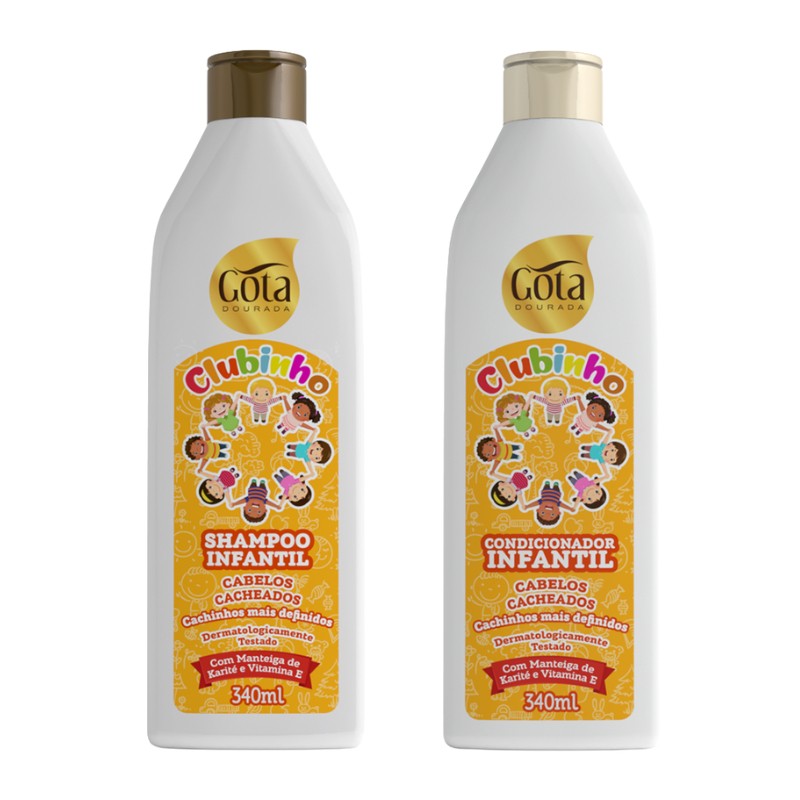 Cachinhos Radiantes: Kit Shampoo e Condicionador Gota Dourada