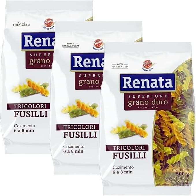 Kit com 3 Pacotes de Macarrão Fusilli Tricolori Superiore Grano Duro de 500g cada - Renata