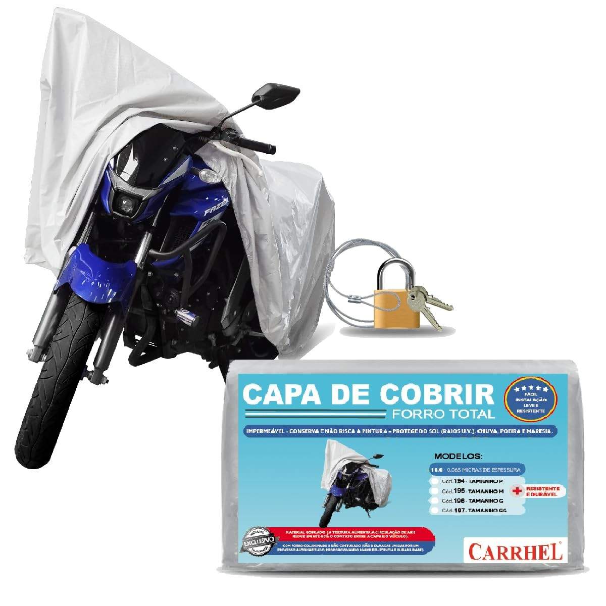 Capa de Moto Premium: Proteção Total Impermeável com Cadeado Antifurto e Proteção UV - Tamanho M