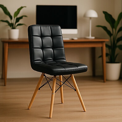 Cadeira Charles Eames Gomos Preta – Conforto e Estilo para Sua Mesa